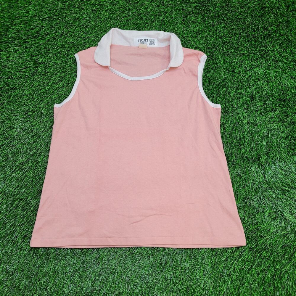 Vintage 70s MOD Sleeveless Collared Polo Shirt Women L 20x24 Tennis